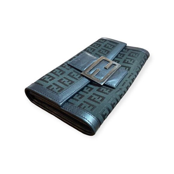 Authentic Black FF Canvas Fendi Baguette Long Wallet - Picture 3 of 7